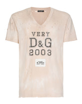 Cotton V-neck T-shirt with print -  | Dolce & Gabbana