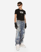 Cotton round-neck T-shirt with patch -  | Dolce &amp; Gabbana