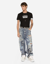 Cotton round-neck T-shirt with patch -  | Dolce &amp; Gabbana