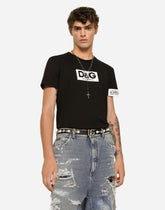 Cotton round-neck T-shirt with patch -  | Dolce &amp; Gabbana