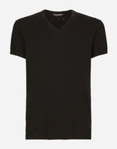 Washed cotton V-neck T-shirt -  | Dolce & Gabbana