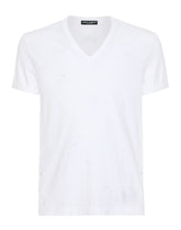 Washed cotton V-neck T-shirt -  | Dolce & Gabbana
