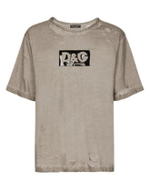 Washed cotton round-neck T-shirt with patch -  | Dolce & Gabbana