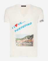 Printed cotton V-neck T-shirt -  | Dolce & Gabbana