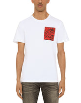 COTTON T-SHIRT WITH LEOPARD PRINT DETAIL -  | Dolce & Gabbana
