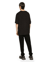 Cotton T-shirt with flocked Dolce&Gabbana logo -  | Dolce & Gabbana