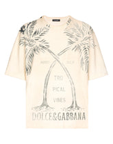 Short-sleeved cotton T-shirt with banana tree print -  | Dolce & Gabbana