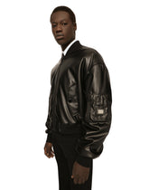 Faux leather jacket with logo tag -  | Dolce & Gabbana
