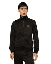 Technical jersey sweatshirt with branded tag -  | Dolce &amp; Gabbana