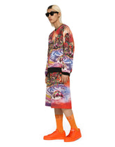 Round-neck jersey sweatshirt with Hawaiian print -  | Dolce & Gabbana