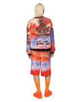Round-neck jersey sweatshirt with Hawaiian print -  | Dolce & Gabbana