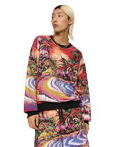 Round-neck jersey sweatshirt with Hawaiian print -  | Dolce & Gabbana