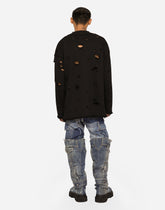 Embroidered tulle and jersey sweatshirt -  | Dolce &amp; Gabbana