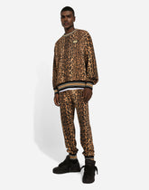 Round-neck sweatshirt with leopard-print Crespo and tag -  | Dolce &amp; Gabbana