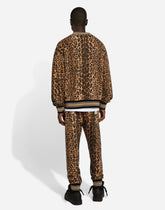 Round-neck sweatshirt with leopard-print Crespo and tag -  | Dolce &amp; Gabbana