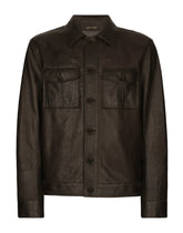 Openwork leather jacket with brand plate -  | Dolce & Gabbana