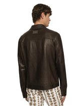 Openwork leather jacket with brand plate -  | Dolce & Gabbana