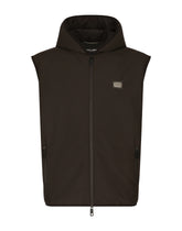 Nylon vest with hood and logo plaque -  | Dolce &amp; Gabbana