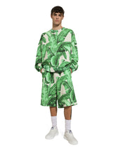 Round-neck sweatshirt with banana tree print -  | Dolce &amp; Gabbana