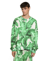 Round-neck sweatshirt with banana tree print -  | Dolce &amp; Gabbana