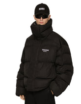 High-necked nylon down jacket with logo embroidery -  | Dolce & Gabbana