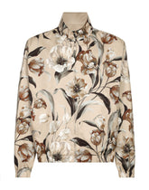 Reversible high-neck jacket with floral print -  | Dolce & Gabbana