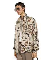 Reversible high-neck jacket with floral print -  | Dolce & Gabbana