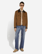 Jacket with leather trims -  | Dolce &amp; Gabbana