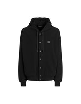 Cotton hoodie with plaque -  | Dolce &amp; Gabbana