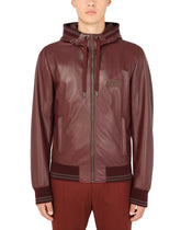 Leather jacket with hood and branded tag -  | Dolce &amp; Gabbana