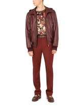 Leather jacket with hood and branded tag -  | Dolce &amp; Gabbana