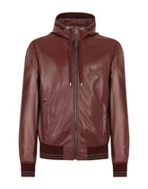 Leather jacket with hood and branded tag -  | Dolce &amp; Gabbana