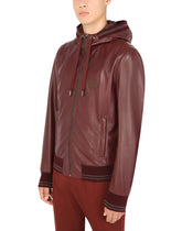 Leather jacket with hood and branded tag -  | Dolce &amp; Gabbana