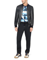 Leather jacket with branded tag -  | Dolce &amp; Gabbana