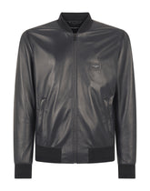 Leather jacket with branded tag -  | Dolce & Gabbana