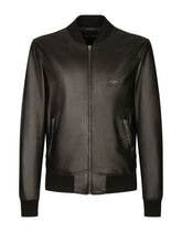Leather jacket with branded tag -  | Dolce &amp; Gabbana