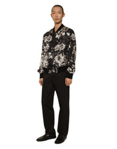 Oversize silk bomber jacket with floral print -  | Dolce &amp; Gabbana