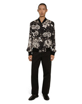 Oversize silk bomber jacket with floral print -  | Dolce &amp; Gabbana