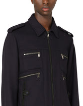 Cashmere jacket with leather details -  | Dolce & Gabbana