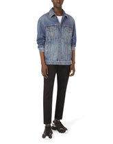 Blue denim jacket with branded plate -  | Dolce &amp; Gabbana