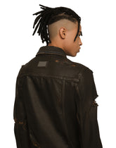 Waxed stretch denim jacket with rips -  | Dolce & Gabbana
