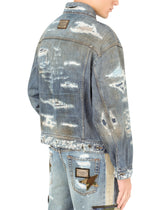 Blue wash denim jacket with rips -  | Dolce & Gabbana