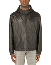 Reversible leather jacket with DG patch -  | Dolce & Gabbana