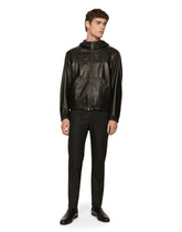 Reversible pinstripe wool and leather jacket -  | Dolce & Gabbana