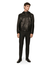 Reversible pinstripe wool and leather jacket -  | Dolce & Gabbana