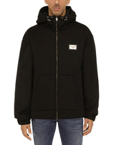 JERSEY HOODIE WITH LOGO PLATE -  | Dolce & Gabbana