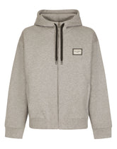 JERSEY HOODIE WITH ZIP AND LOGO PLATE -  | Dolce & Gabbana