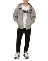 JERSEY HOODIE WITH ZIP AND LOGO PLATE -  | Dolce & Gabbana