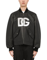 Leather jacket with DG logo print -  | Dolce & Gabbana