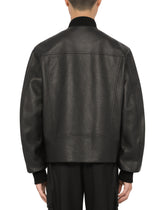 Leather jacket with DG logo print -  | Dolce & Gabbana